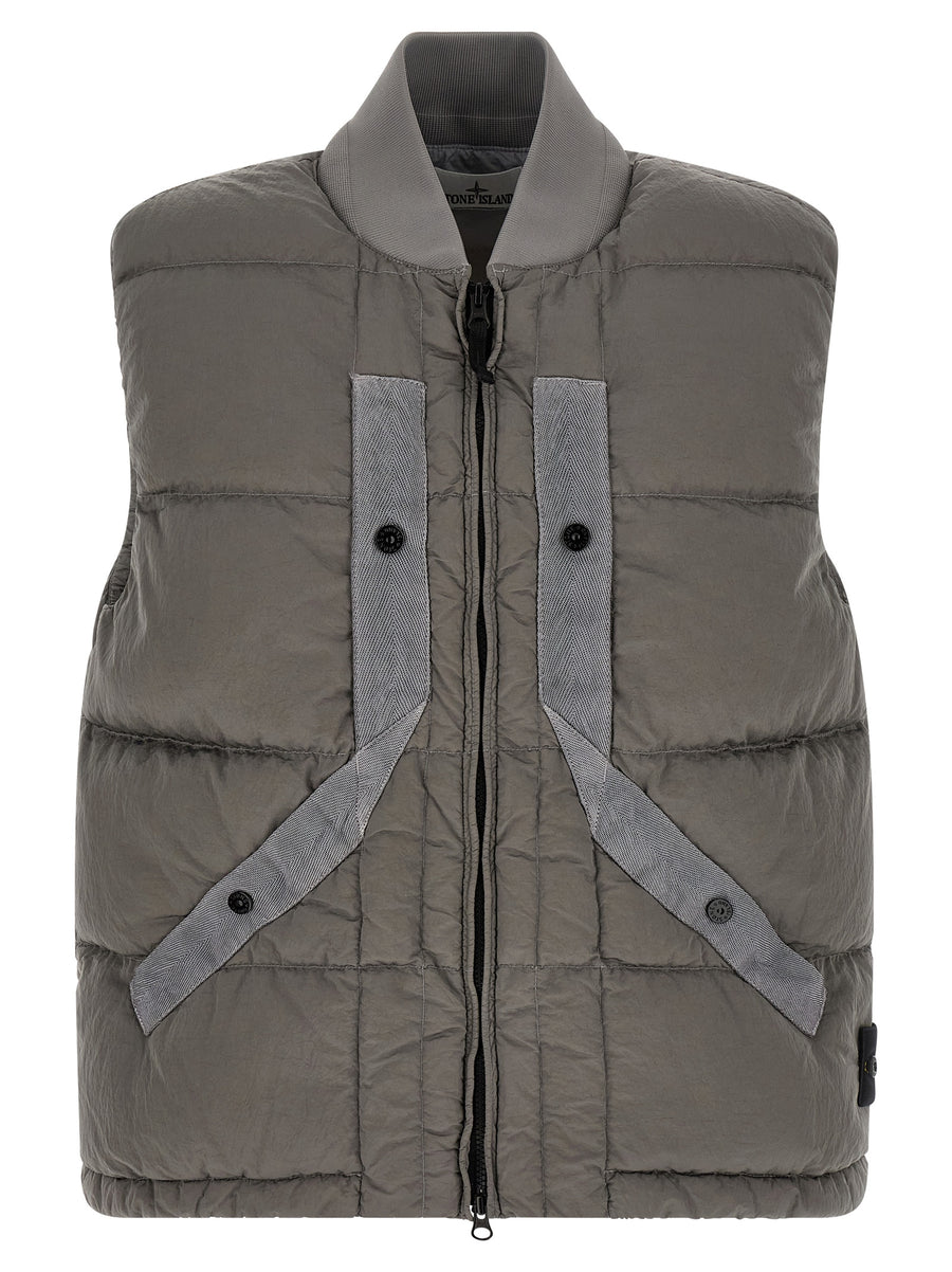 Gray Polyamide Sleeveless Jacket Clothing