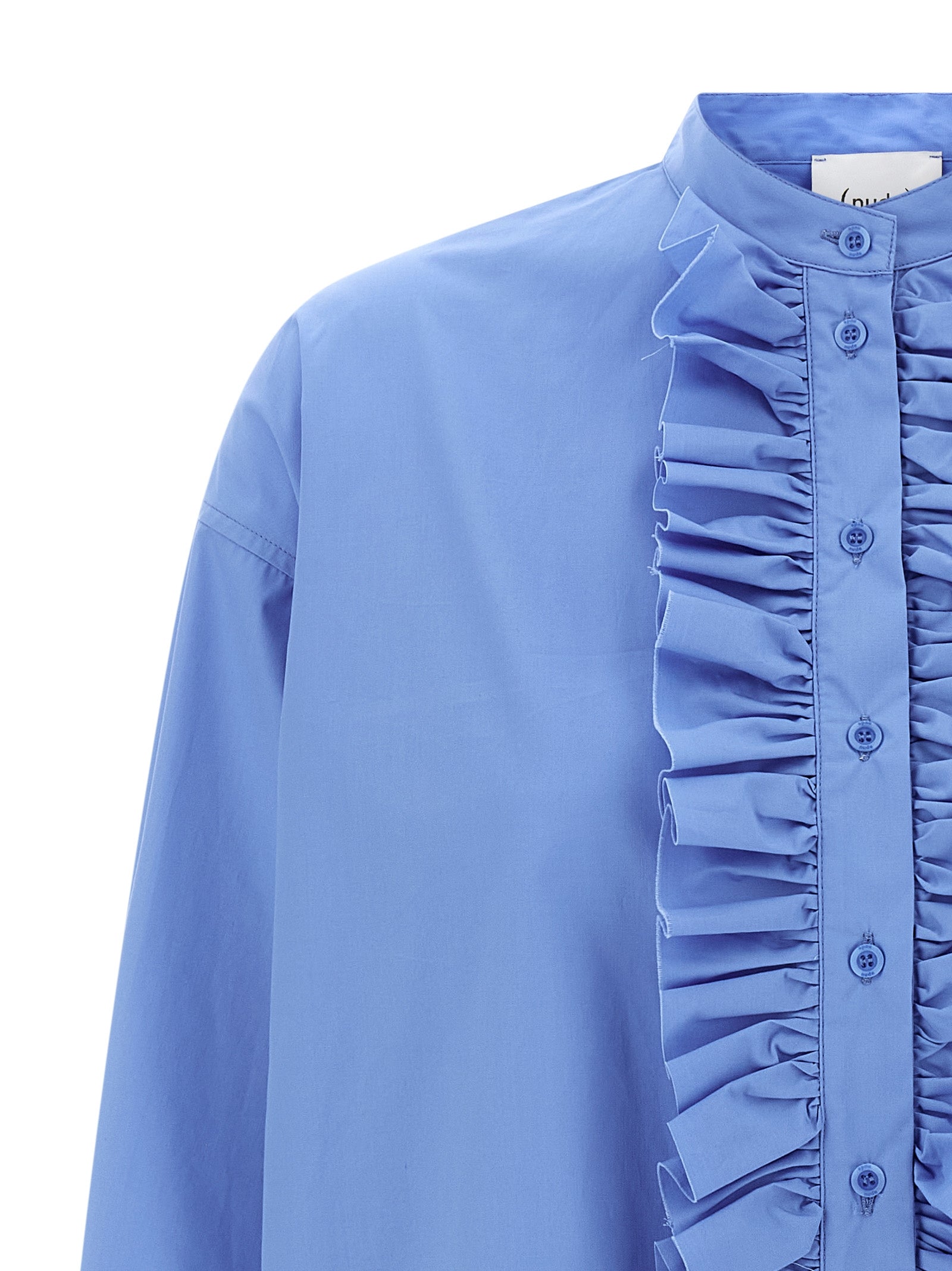 Ruches shirt Light Blue Cotton Shirt, Blouse