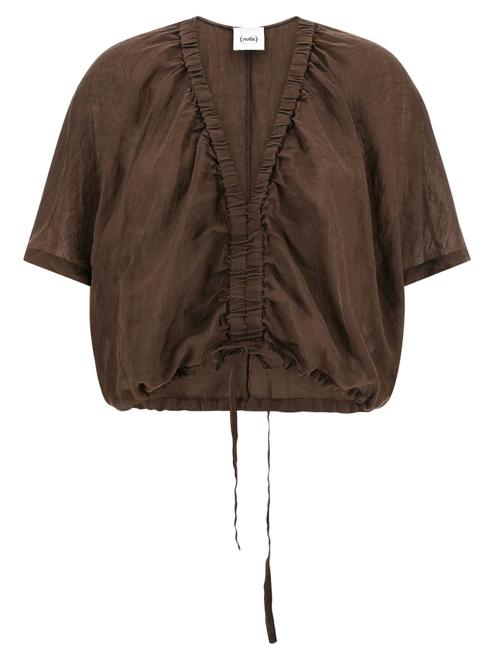 Cropped blouse Brown Tencel Shirt