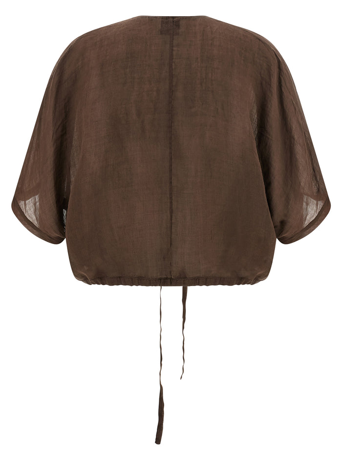 Cropped blouse Brown Tencel Shirt