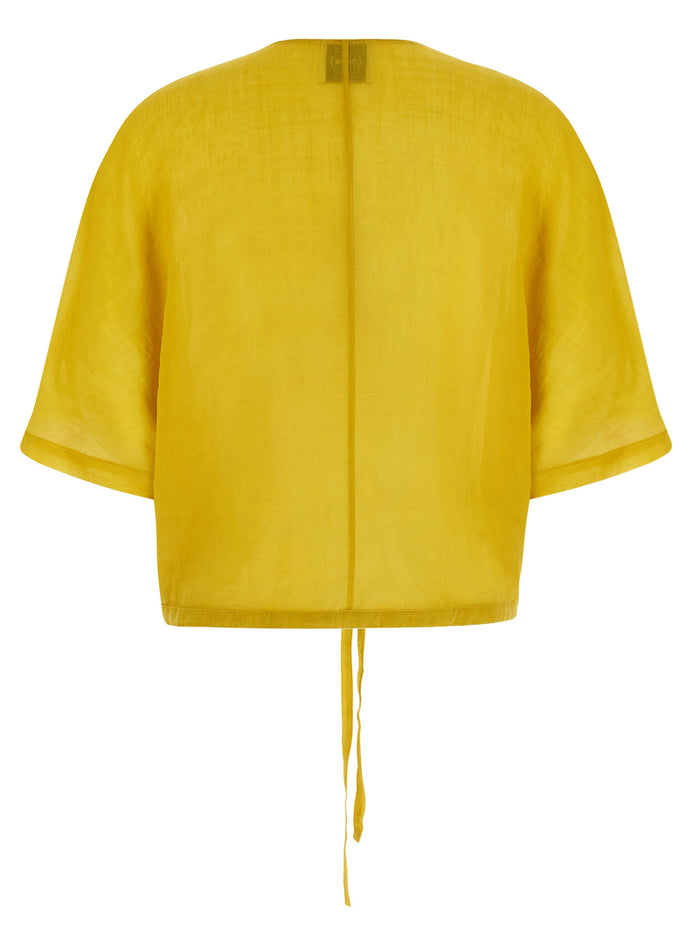 Gathered top Yellow Tencel Shirt, Blouse