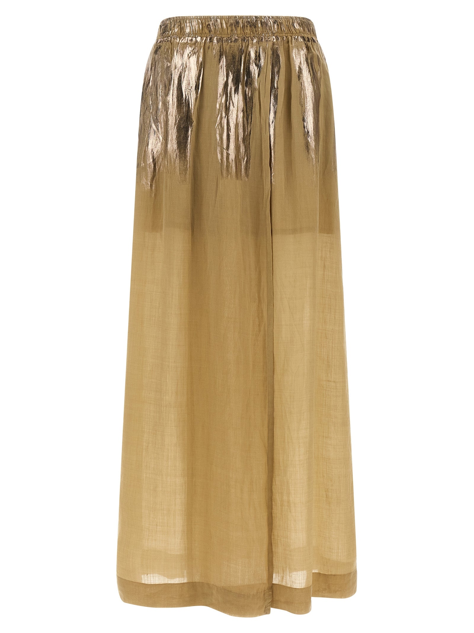 Slit skirt Brown Tencel