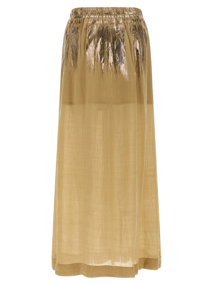 Slit skirt Brown Tencel