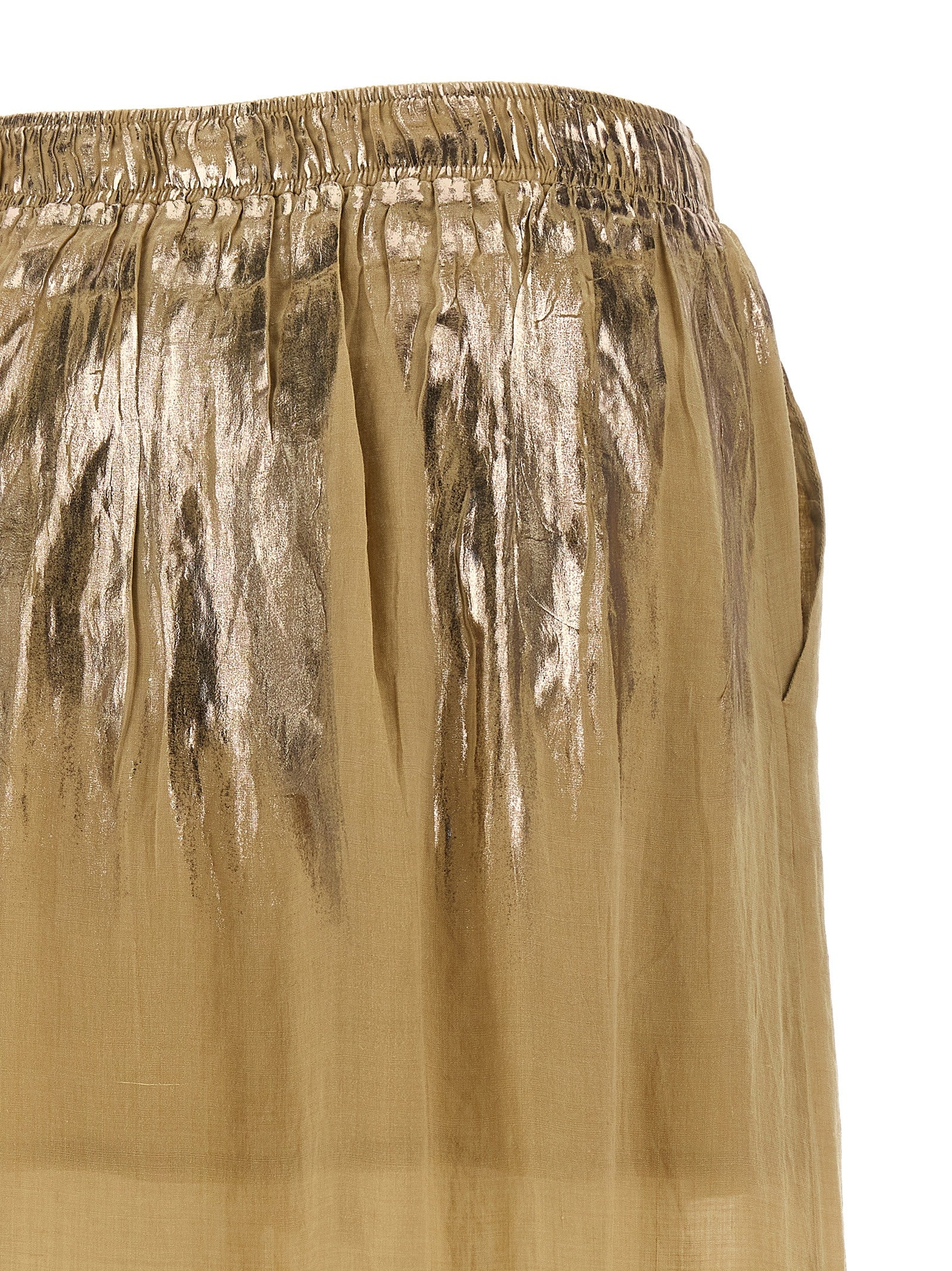 Slit skirt Brown Tencel