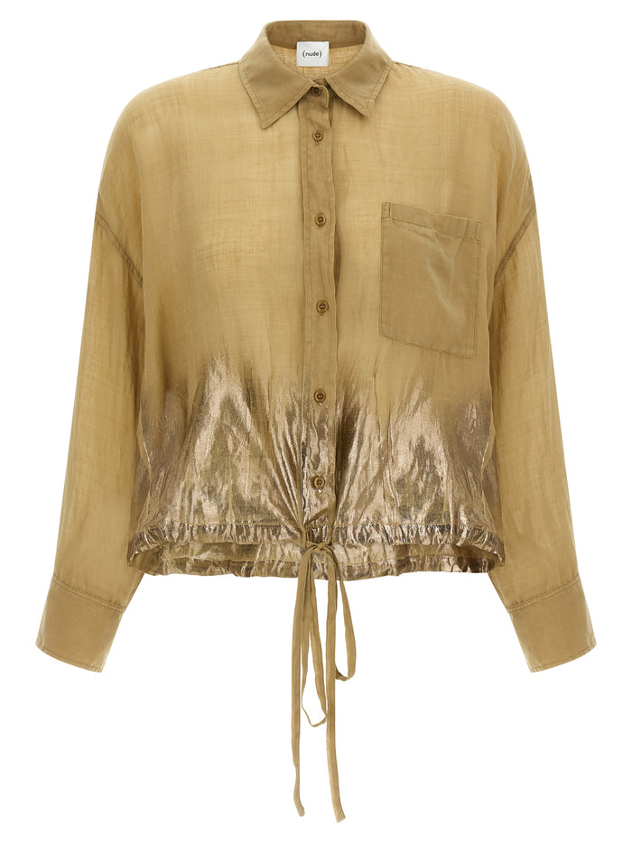 Linen blend shirt Brown Tencel Shirt, Blouse