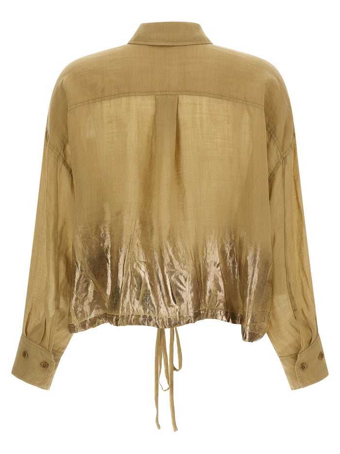 Linen blend shirt Brown Tencel Shirt, Blouse