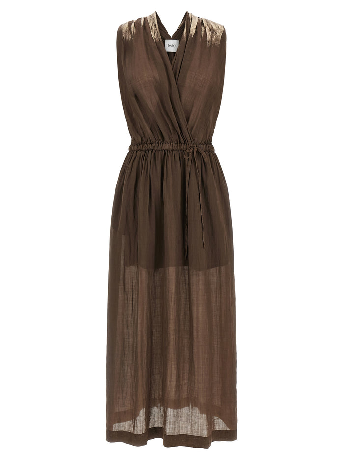 Linen blend dress Brown Tencel