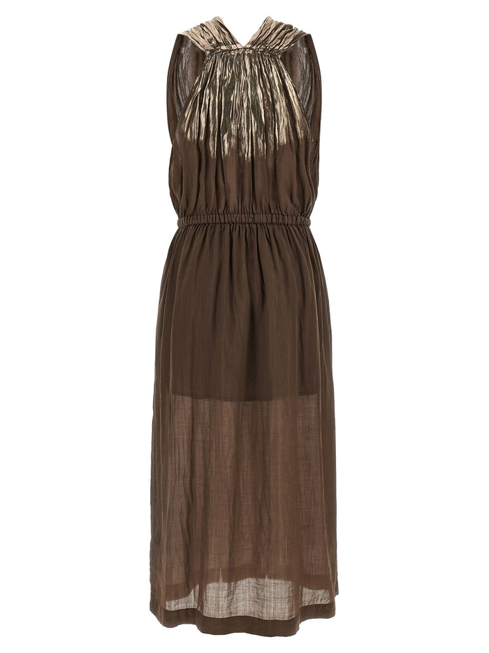 Linen blend dress Brown Tencel