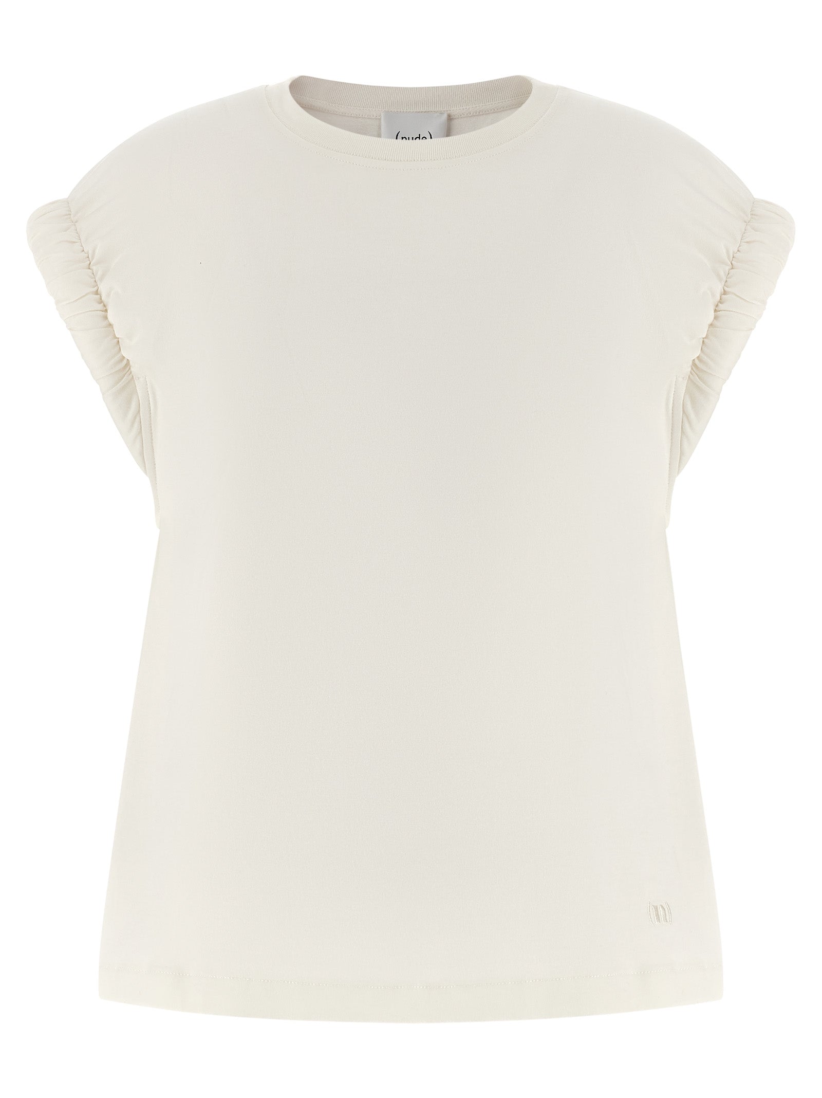 Curled sleeve t-shirt White Cotton
