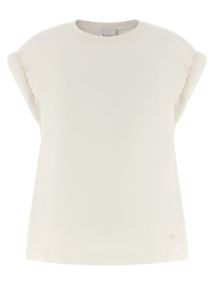 Curled sleeve t-shirt White Cotton