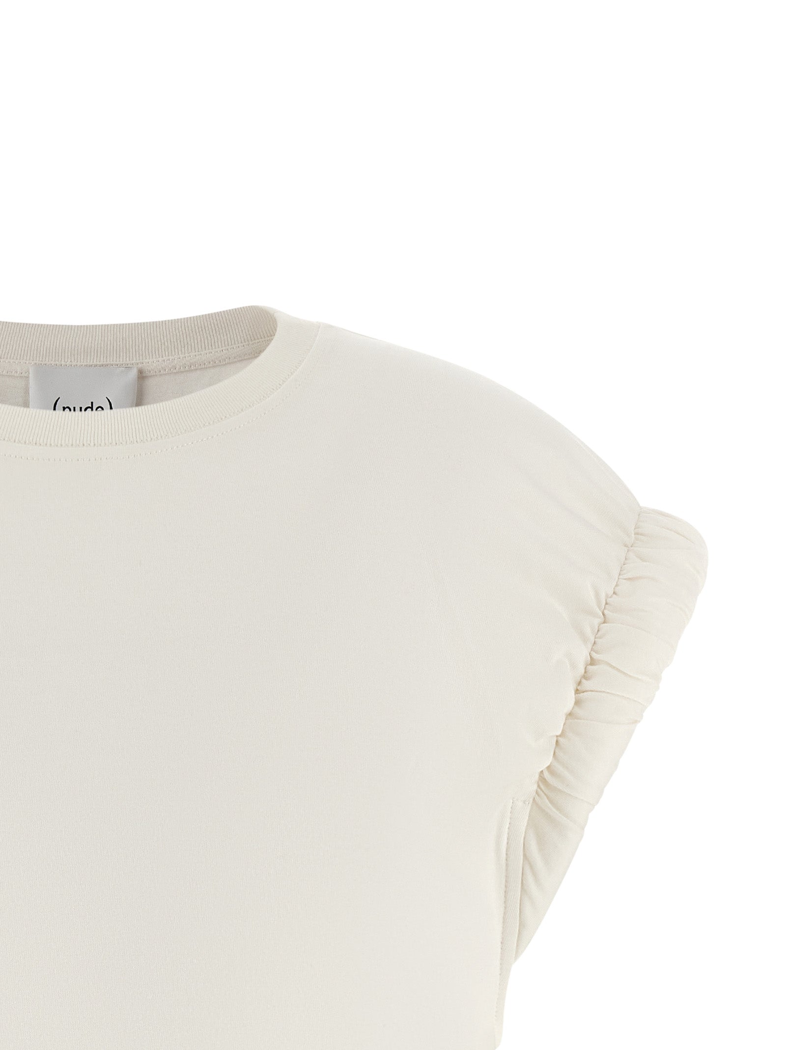 Curled sleeve t-shirt White Cotton