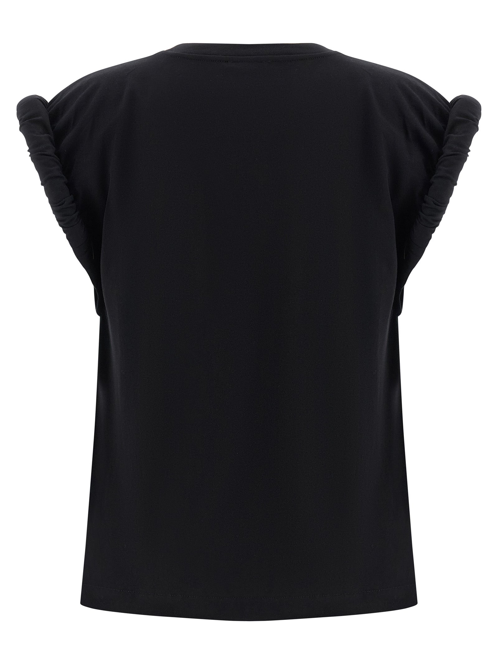Curled sleeve t-shirt Black Cotton