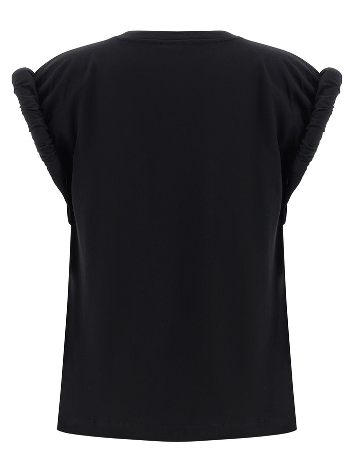 Curled sleeve t-shirt Black Cotton