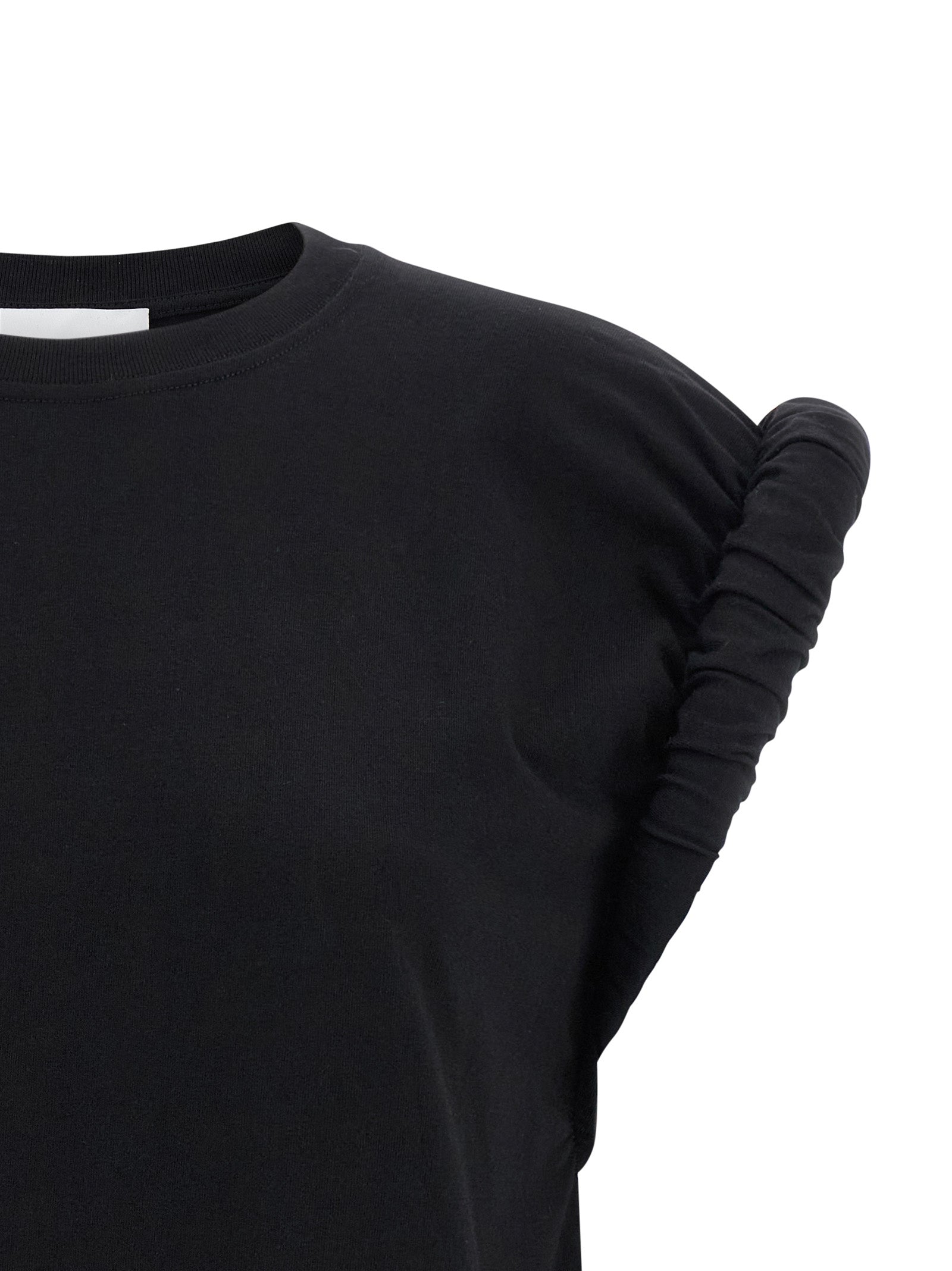 Curled sleeve t-shirt Black Cotton