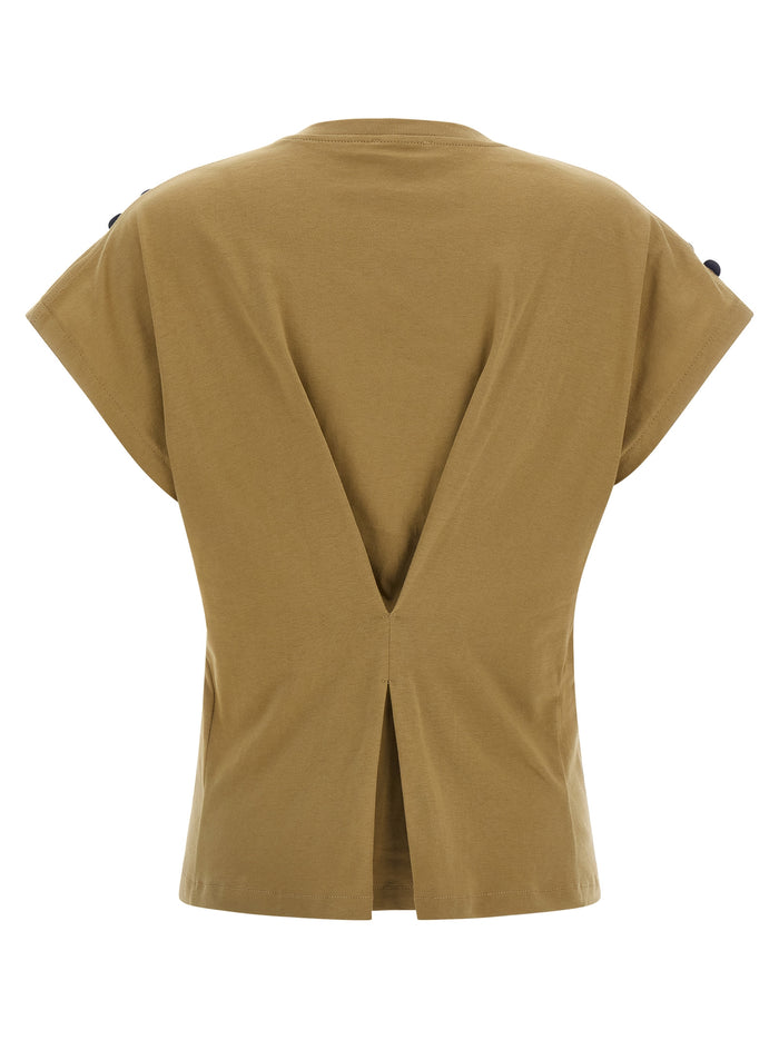 Sequin T-shirt Brown Cotton