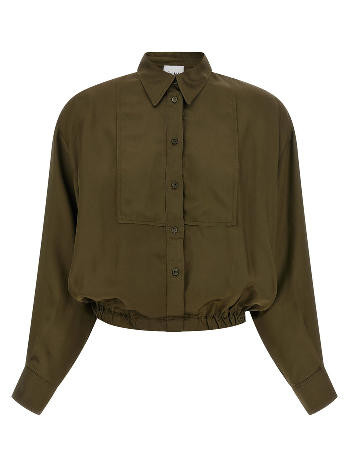 Plastron shirt Green Viscose Shirt, Blouse