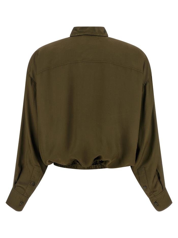 Plastron shirt Green Viscose Shirt, Blouse