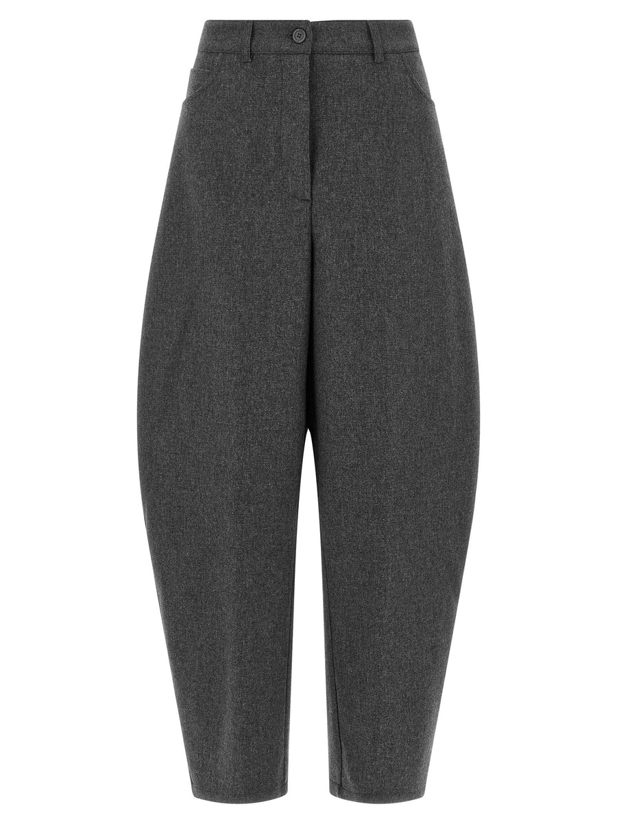 Nude Barrel Silhouette Wool Blend Trousers — Grey