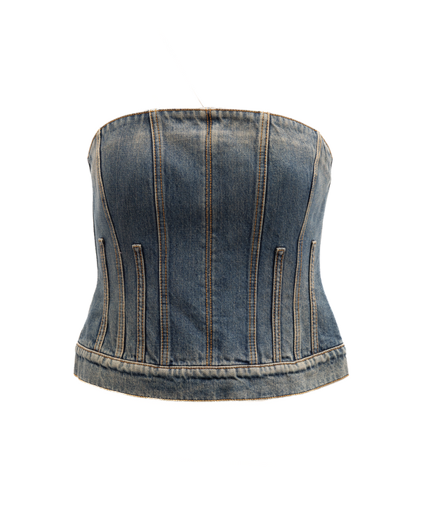 Blue Cotton Denim Top