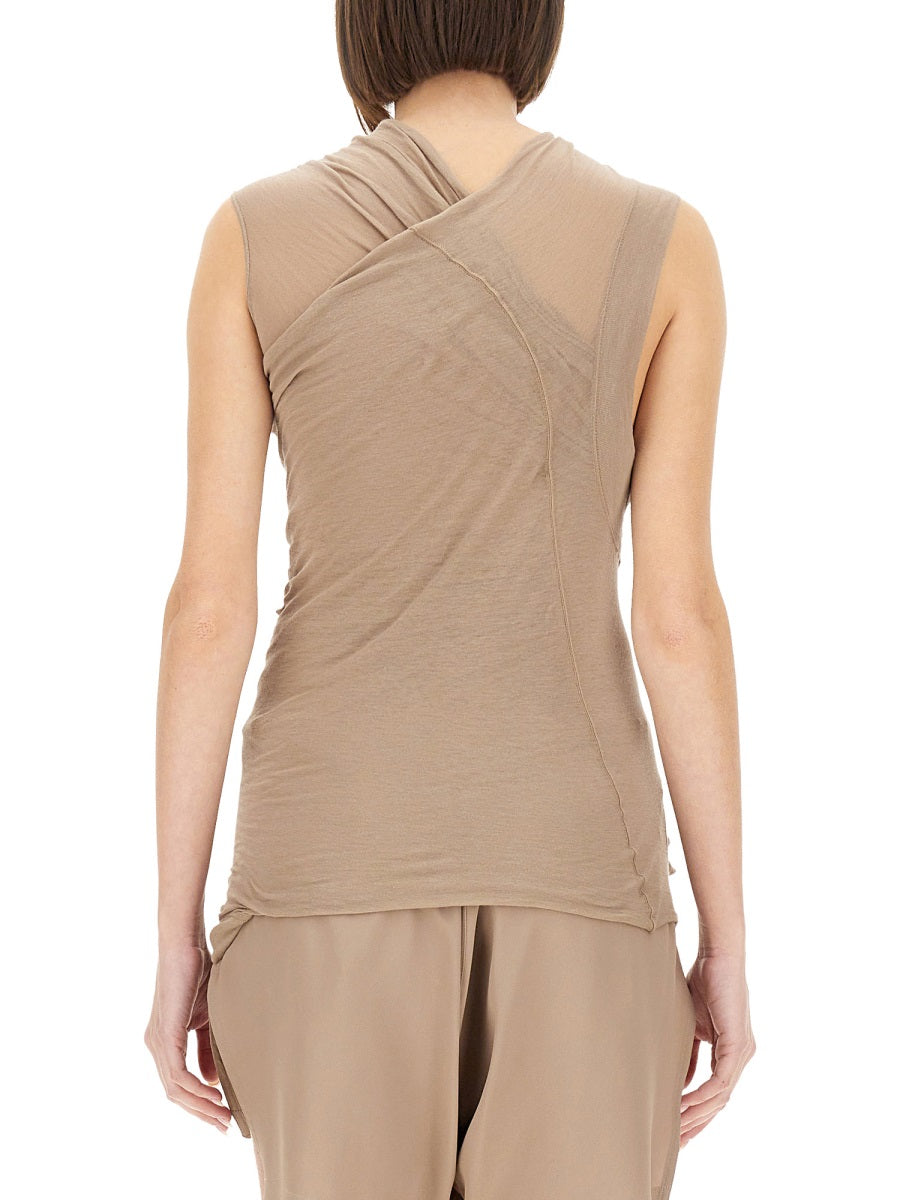 Top With Crossover Nude Cotton Tops