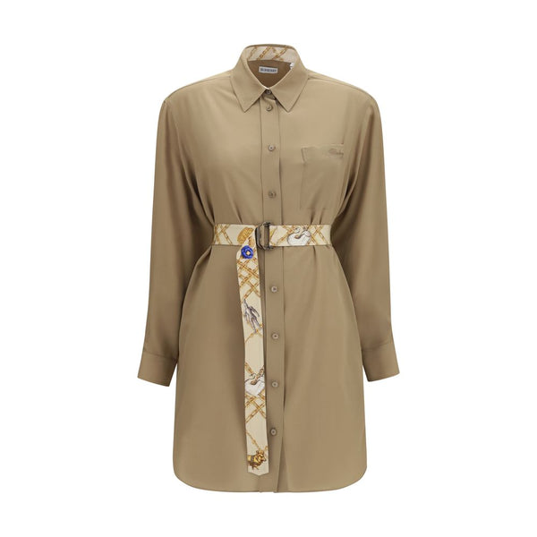 Beige Silk Casual Dress