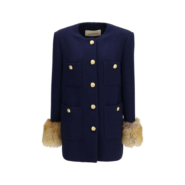 Blue Wool Oves Aries Coat Clothing