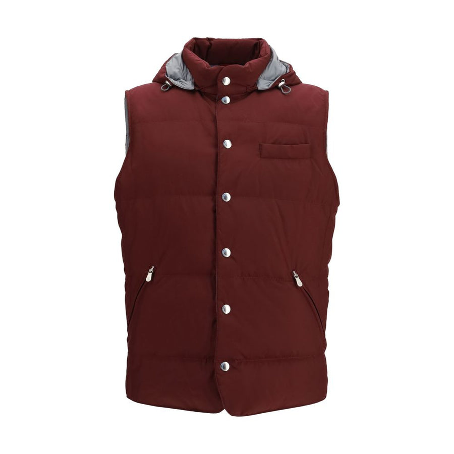 Bordeaux Polyester Sleeveless Jacket Clothing