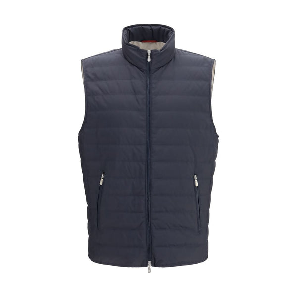 Blue Polyester Sleeveless Jacket Clothing