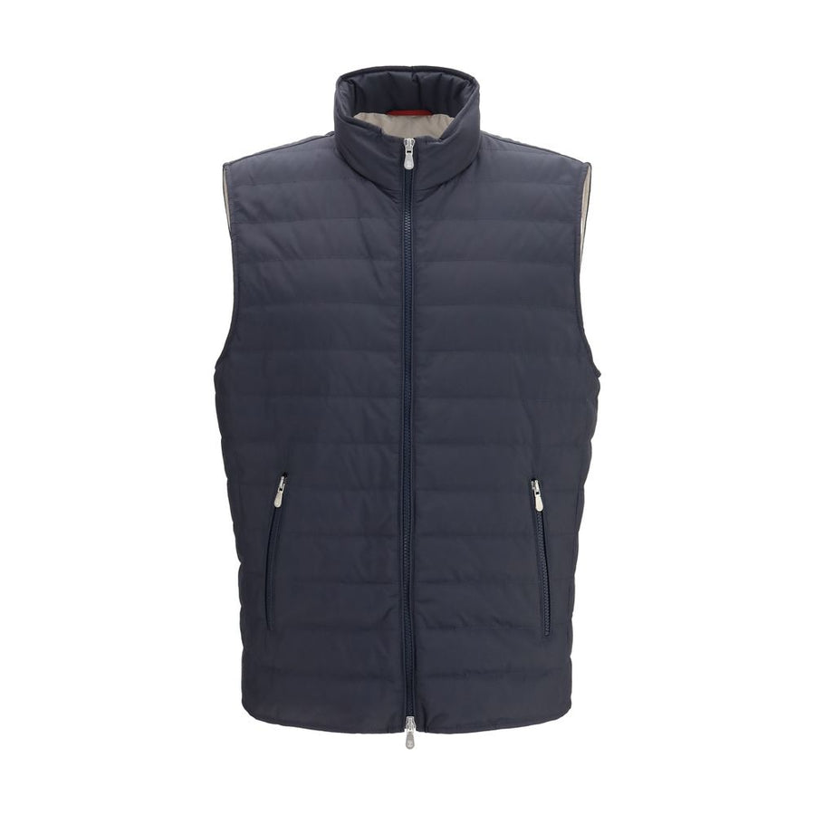 Blue Polyester Sleeveless Jacket Clothing