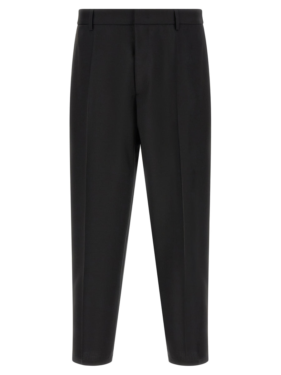 Black Virgin Wool Cropped Pants