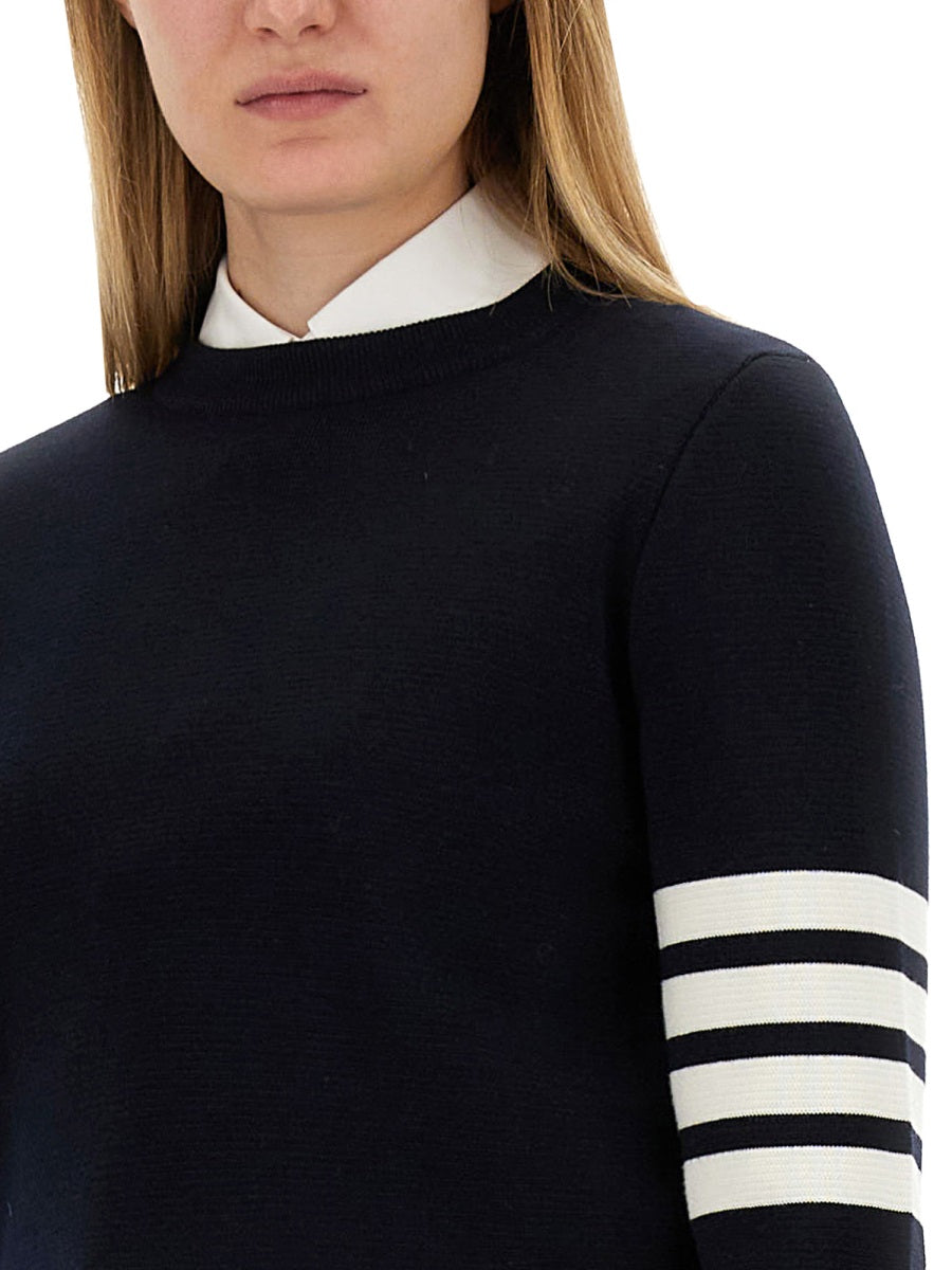 Milano Stitch Jersey With 4 Bars Blue Virgin Wool Jumpers