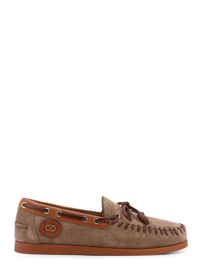 Valentino Garavani Flat Shoes Dark Khaki/tobacco/bark Brown Cowhide - Bos Taurus