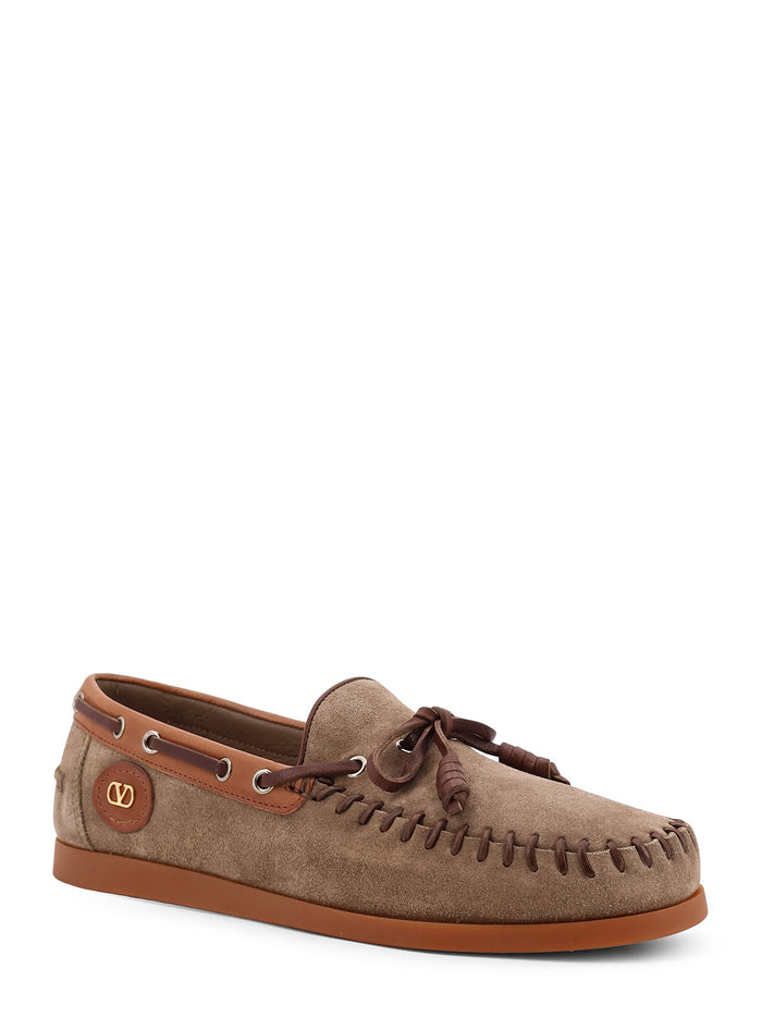 Valentino Garavani Flat Shoes Dark Khaki/tobacco/bark Brown Cowhide - Bos Taurus