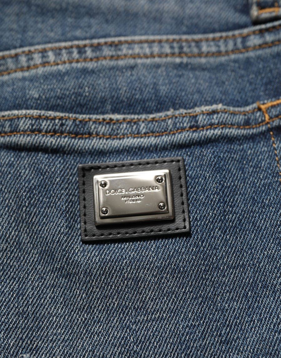 Blue Cotton Stretch Skinny Denim Trouser Jeans Elastane