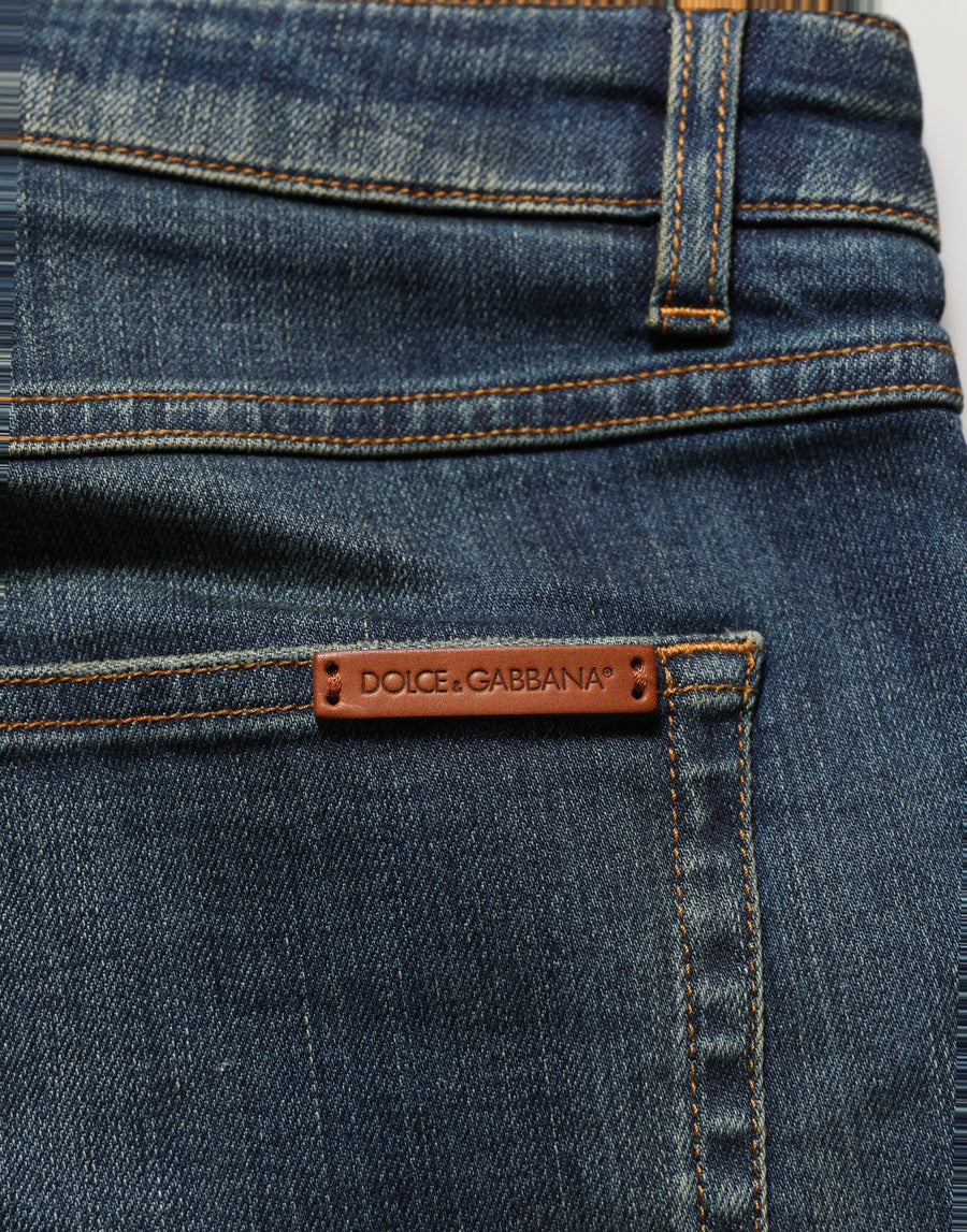 Blue Cotton Stretch Skinny Denim Jeans Elastane Clothing