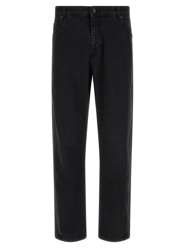 Black Cotton Straight-Leg Jeans Clothing