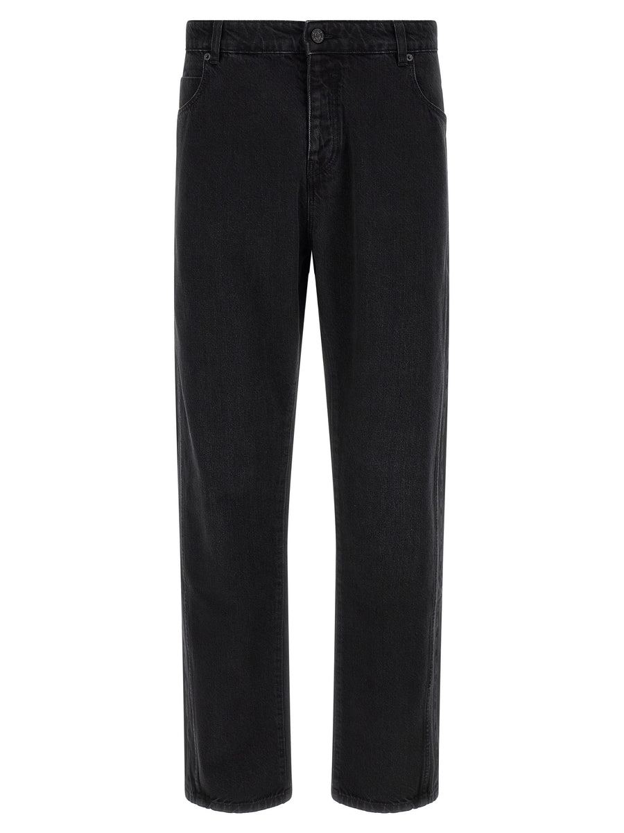 Black Cotton Straight-Leg Jeans Clothing