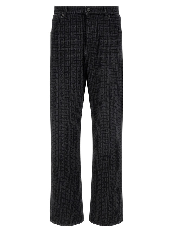 Black Cotton Straight-Leg Jeans Clothing