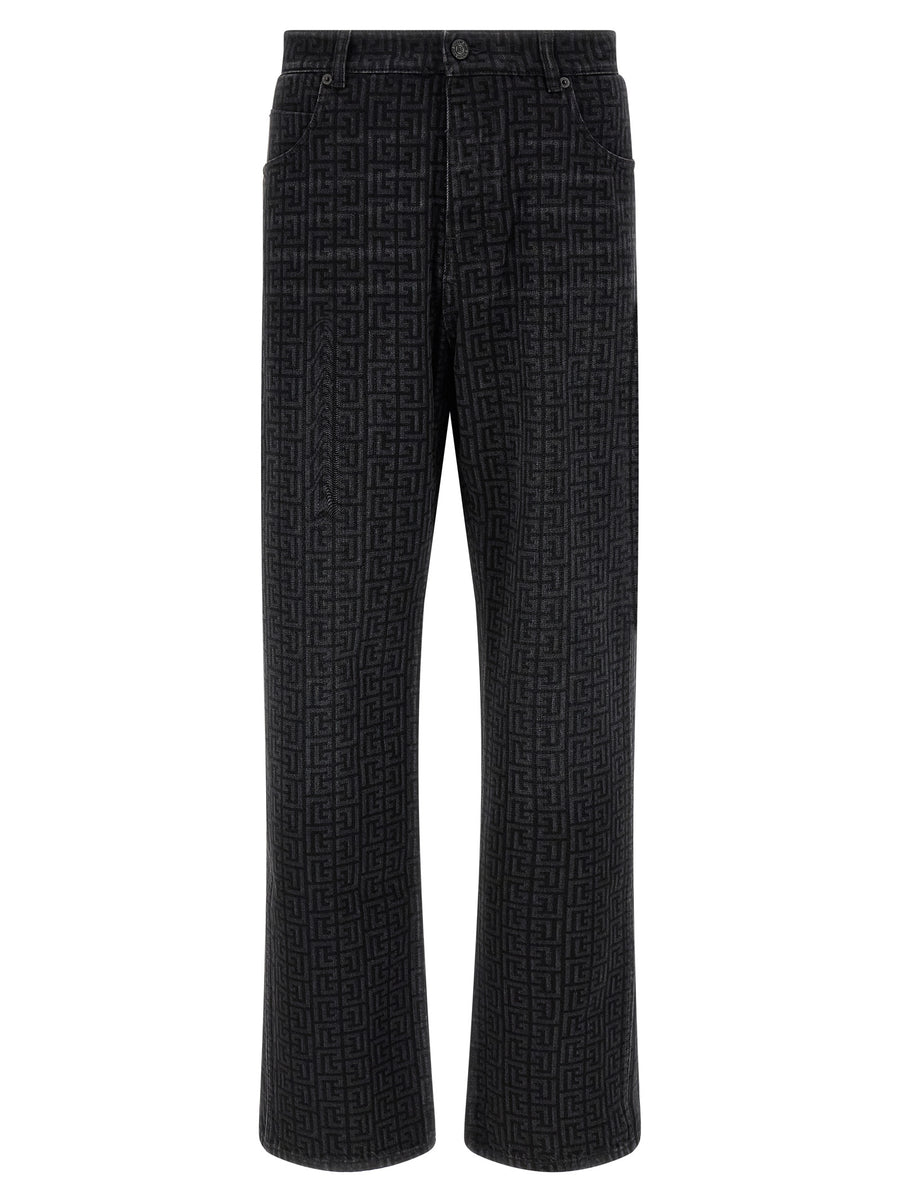 Black Cotton Straight-Leg Jeans Clothing