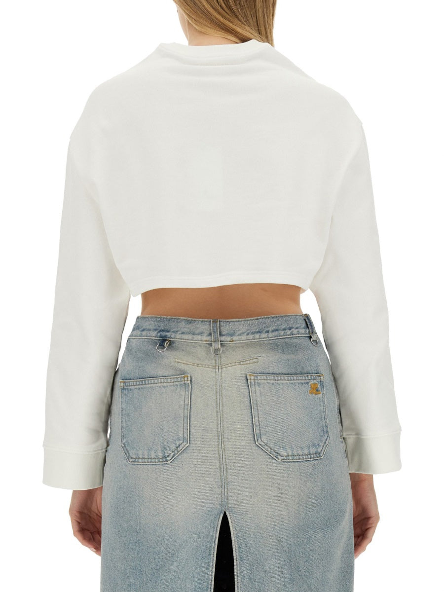 Cropped Sweatshirt White Cotton Sweatshirts