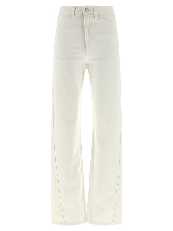 White Cotton High-Waisted Jean Clothing