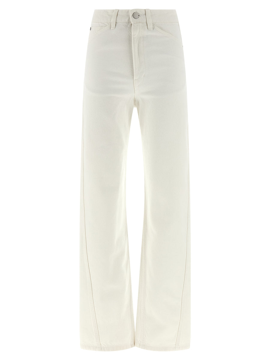 White Cotton High-Waisted Jean Clothing