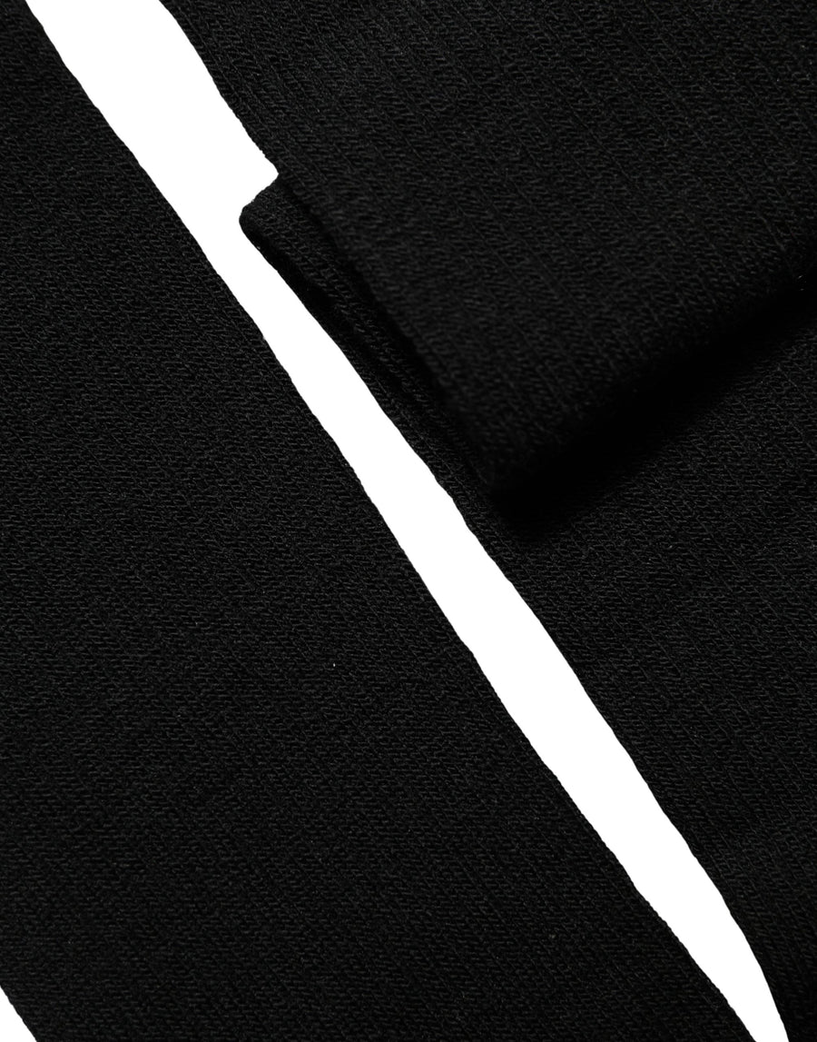 Black Wool Knit Calf Long Women Accessory Socks Nylon Elastane Acrylic Clothing