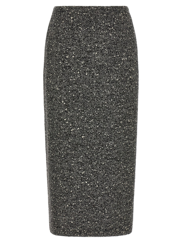 Bicolor Virgin Wool Midi Skirt