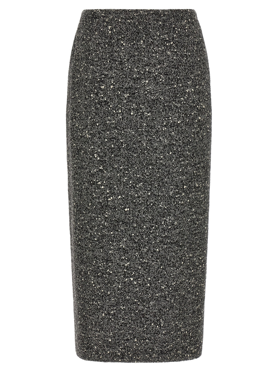 Bicolor Virgin Wool Midi Skirt