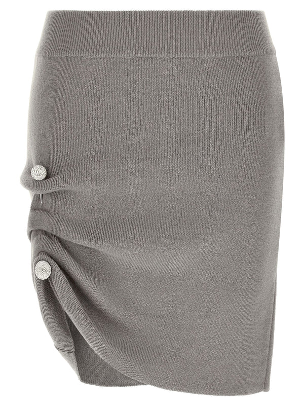 Gray Virgin Wool Long Skirt