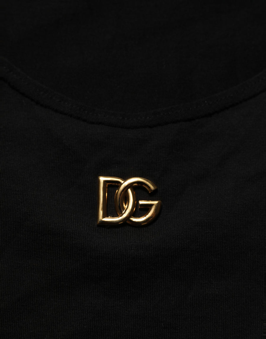 Black Gold Dg Logo Cotton Sleeveless Tank Top