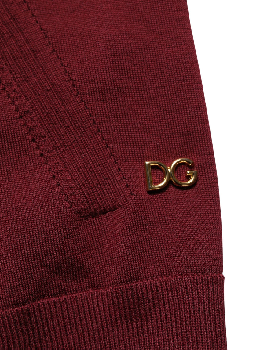 Maroon Wool Knitted Crewneck Pullover Sweater Virgin Clothing