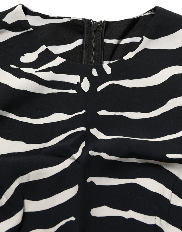 Black White Zebra Sleeveless Cropped Tank Top And Viscose Elastane