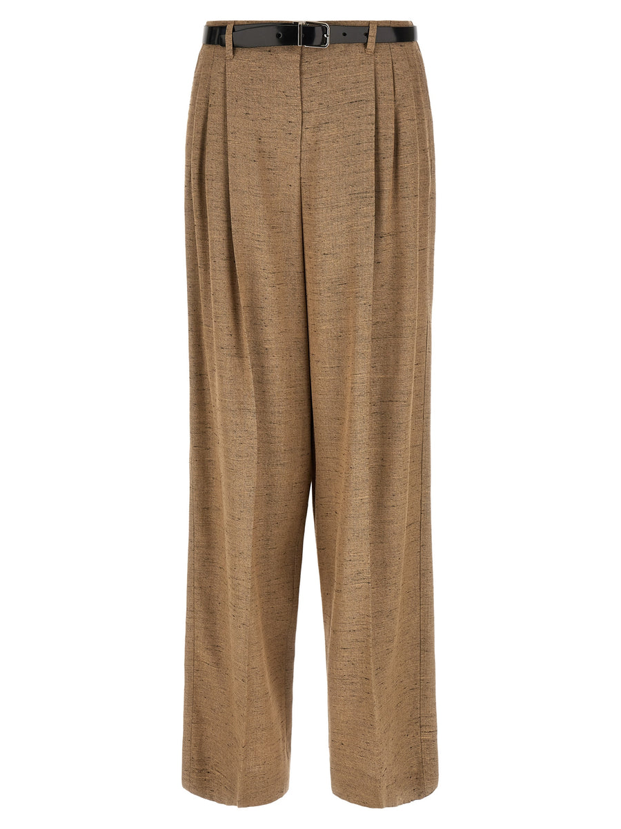 Beige Viscose Casual Pants